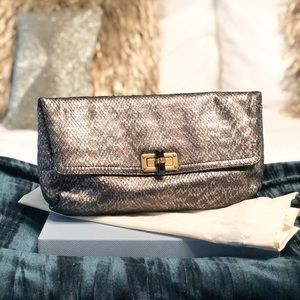Lanvin Silver Python Metallic Happy POP Clutch